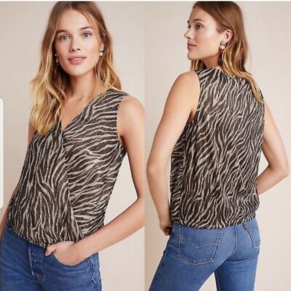 Anthropologie Eri + Ali Kasi Animal Print Top Size XS